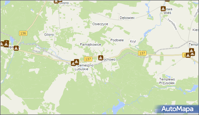 mapa Grochowo gmina Sulęcin, Grochowo gmina Sulęcin na mapie Targeo