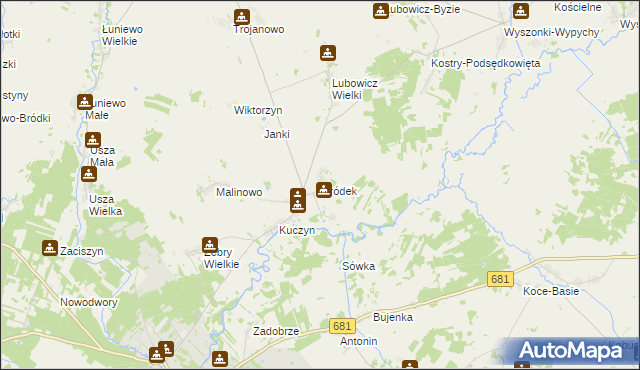 mapa Gródek gmina Klukowo, Gródek gmina Klukowo na mapie Targeo