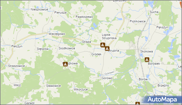 mapa Gródek gmina Wołów, Gródek gmina Wołów na mapie Targeo