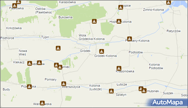 mapa Gródek-Kolonia gmina Jarczów, Gródek-Kolonia gmina Jarczów na mapie Targeo