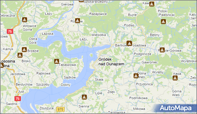 mapa Gródek nad Dunajcem, Gródek nad Dunajcem na mapie Targeo