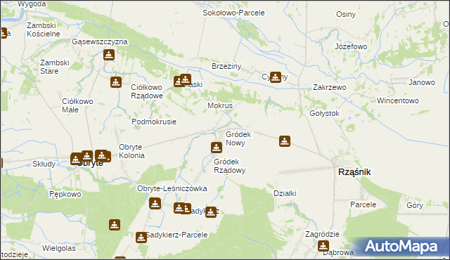 mapa Gródek Nowy, Gródek Nowy na mapie Targeo