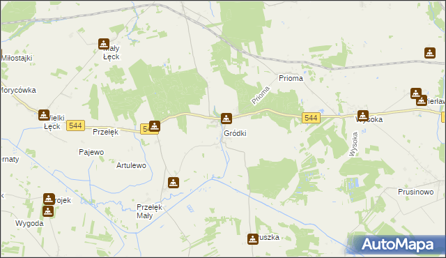 mapa Gródki gmina Płośnica, Gródki gmina Płośnica na mapie Targeo