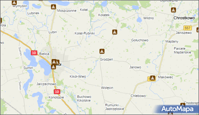 mapa Grodzeń, Grodzeń na mapie Targeo