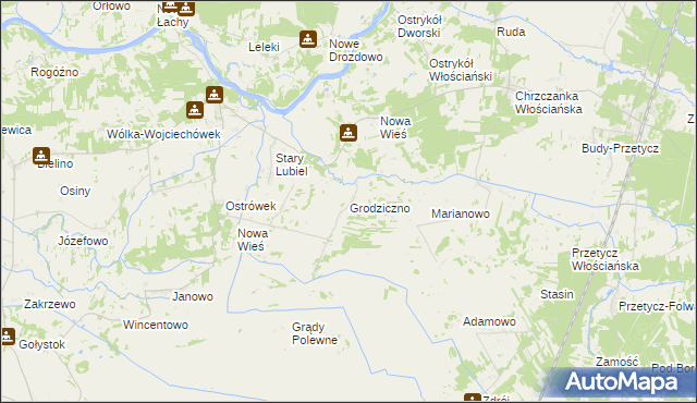 mapa Grodziczno gmina Rząśnik, Grodziczno gmina Rząśnik na mapie Targeo