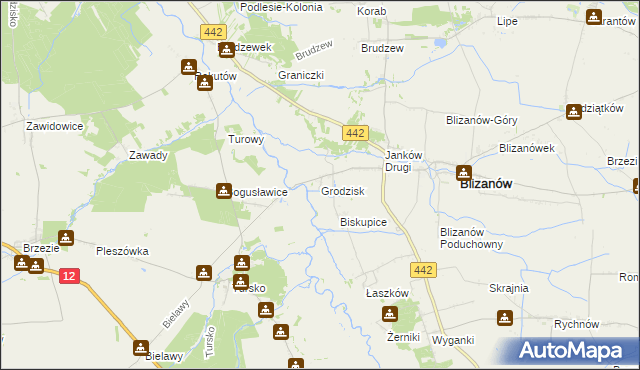 mapa Grodzisk gmina Blizanów, Grodzisk gmina Blizanów na mapie Targeo