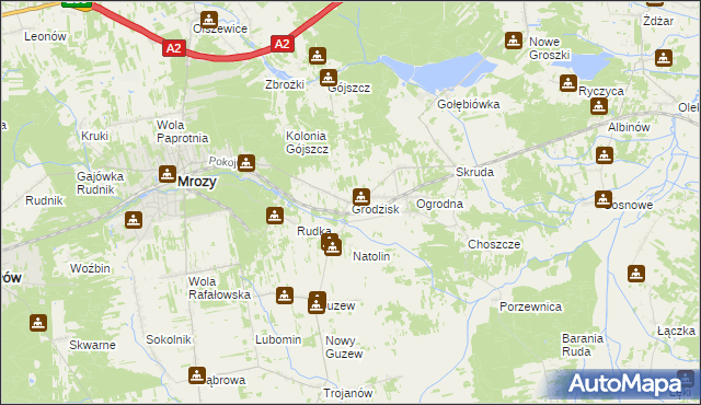 mapa Grodzisk gmina Mrozy, Grodzisk gmina Mrozy na mapie Targeo