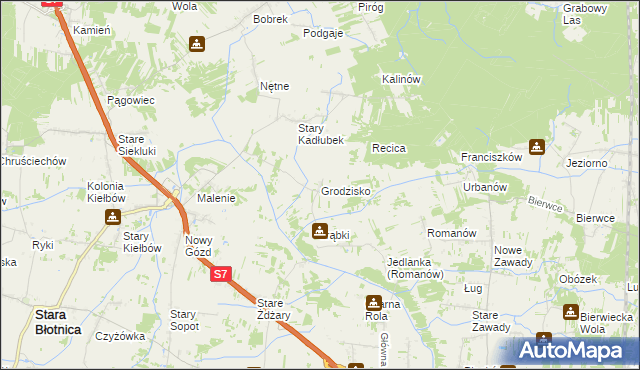 mapa Grodzisko gmina Stara Błotnica, Grodzisko gmina Stara Błotnica na mapie Targeo