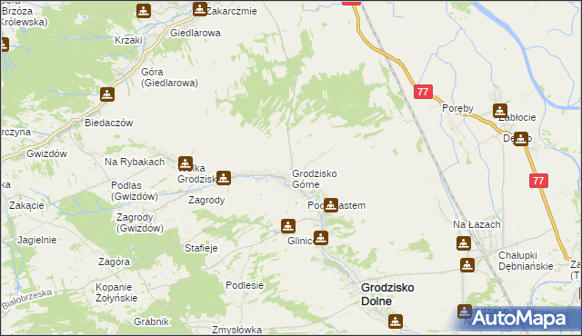 mapa Grodzisko Górne, Grodzisko Górne na mapie Targeo