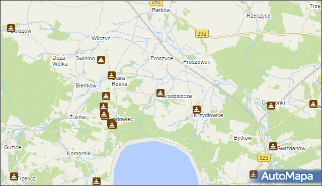 mapa Grodziszcze gmina Grębocice, Grodziszcze gmina Grębocice na mapie Targeo