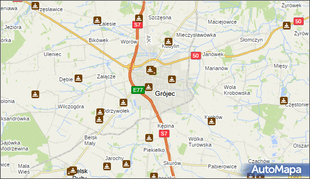 mapa Grójec, Grójec na mapie Targeo