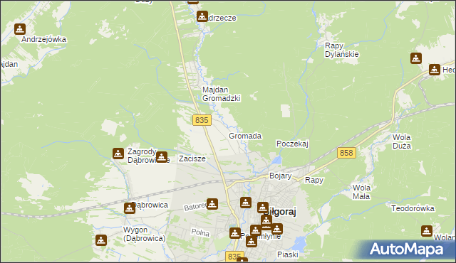 mapa Gromada gmina Biłgoraj, Gromada gmina Biłgoraj na mapie Targeo