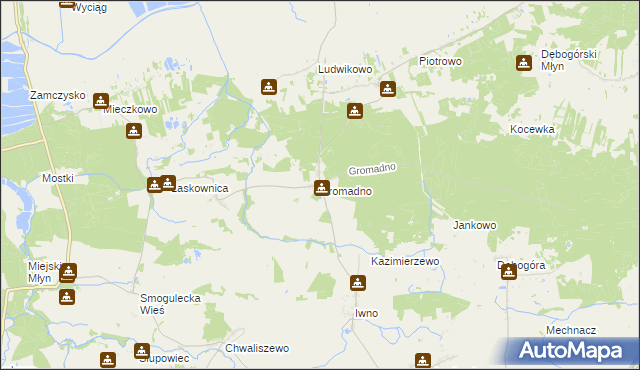 mapa Gromadno gmina Kcynia, Gromadno gmina Kcynia na mapie Targeo