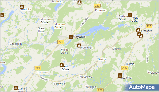 mapa Gromadzin gmina Przywidz, Gromadzin gmina Przywidz na mapie Targeo