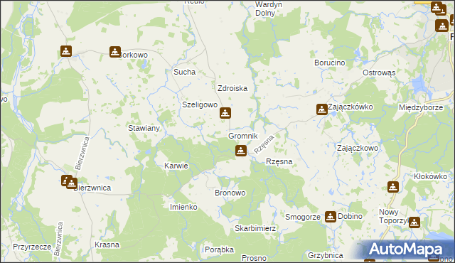 mapa Gromnik gmina Połczyn-Zdrój, Gromnik gmina Połczyn-Zdrój na mapie Targeo