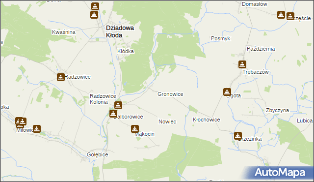 mapa Gronowice gmina Dziadowa Kłoda, Gronowice gmina Dziadowa Kłoda na mapie Targeo