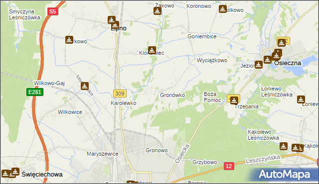 mapa Gronówko gmina Lipno, Gronówko gmina Lipno na mapie Targeo