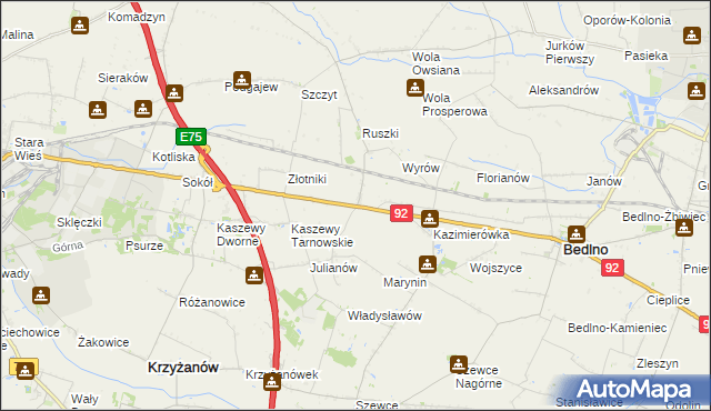 mapa Groszki gmina Bedlno, Groszki gmina Bedlno na mapie Targeo