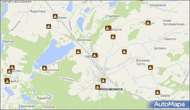 mapa Grotniki gmina Włoszakowice, Grotniki gmina Włoszakowice na mapie Targeo