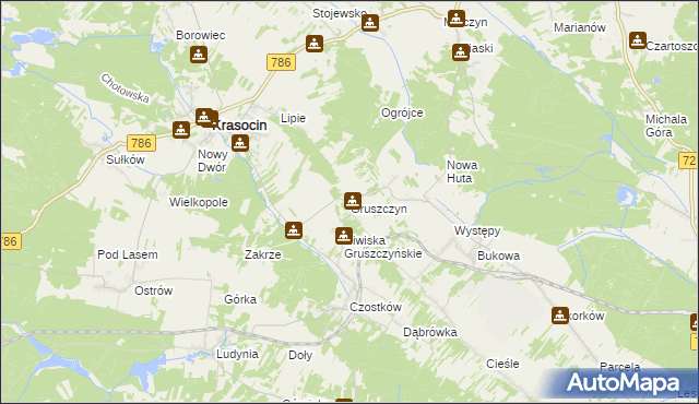 mapa Gruszczyn gmina Krasocin, Gruszczyn gmina Krasocin na mapie Targeo