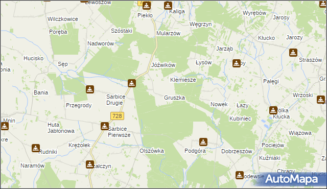 mapa Gruszka gmina Radoszyce, Gruszka gmina Radoszyce na mapie Targeo