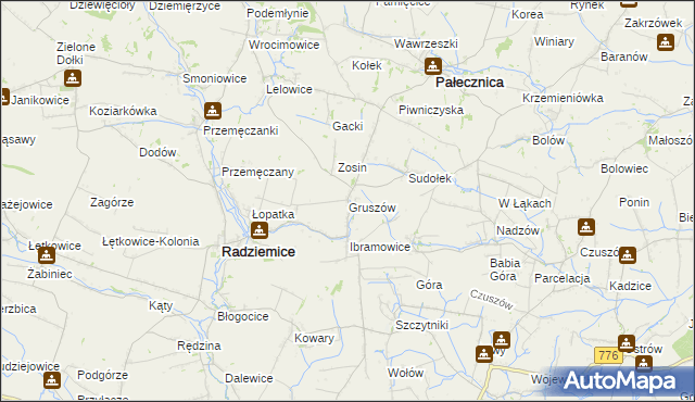 mapa Gruszów gmina Pałecznica, Gruszów gmina Pałecznica na mapie Targeo