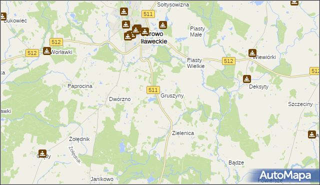 mapa Gruszyny, Gruszyny na mapie Targeo