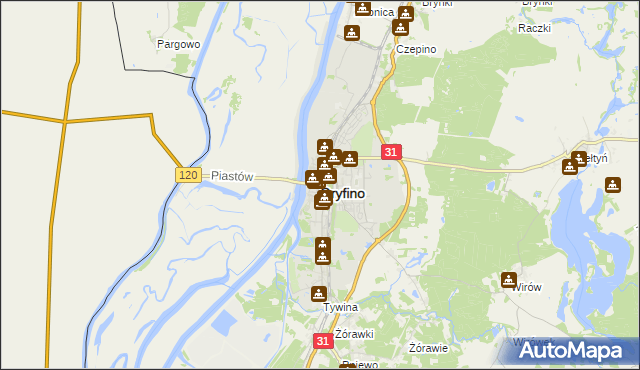 mapa Gryfino, Gryfino na mapie Targeo