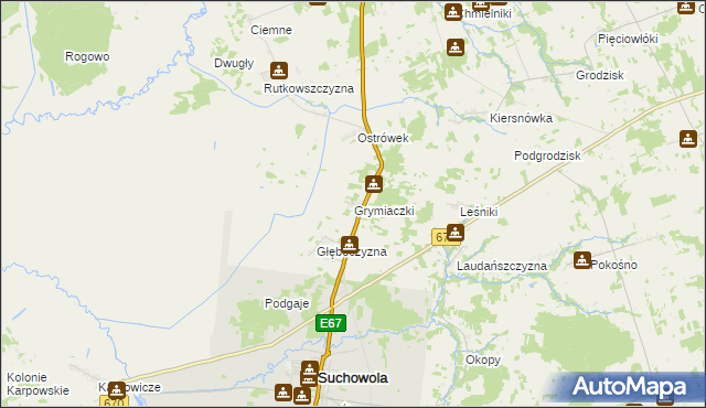 mapa Grymiaczki, Grymiaczki na mapie Targeo