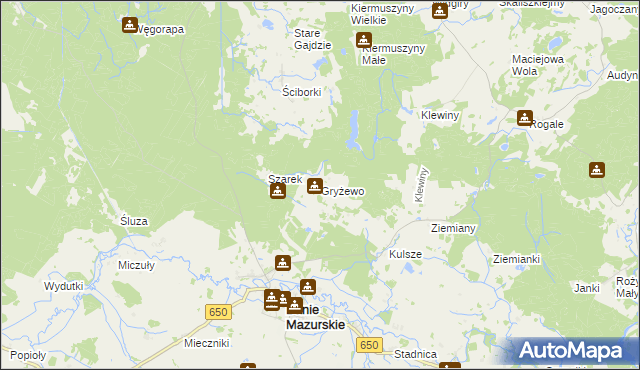 mapa Gryżewo, Gryżewo na mapie Targeo