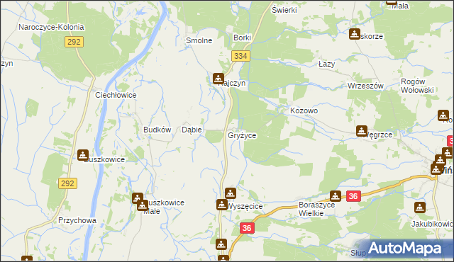 mapa Gryżyce gmina Wińsko, Gryżyce gmina Wińsko na mapie Targeo