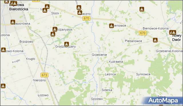 mapa Grzebienie, Grzebienie na mapie Targeo