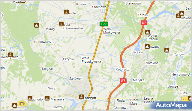 mapa Grzędy gmina Tarczyn, Grzędy gmina Tarczyn na mapie Targeo