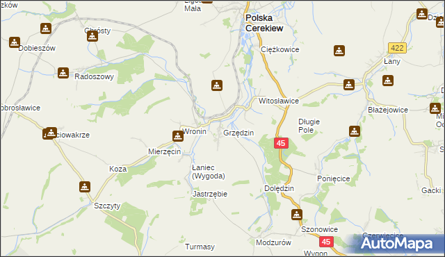 mapa Grzędzin, Grzędzin na mapie Targeo