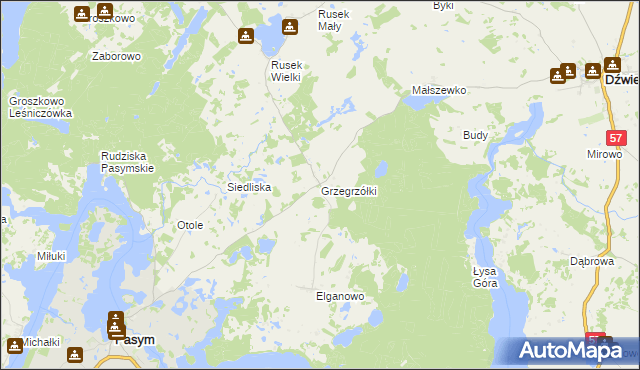 mapa Grzegrzółki, Grzegrzółki na mapie Targeo