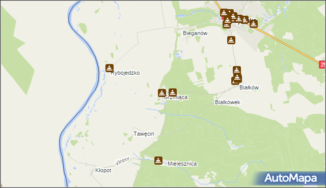 mapa Grzmiąca gmina Cybinka, Grzmiąca gmina Cybinka na mapie Targeo