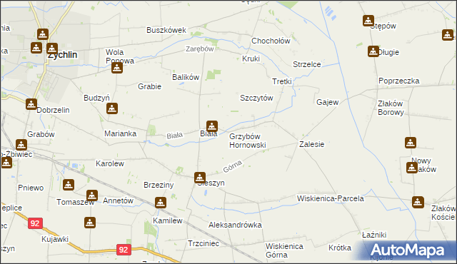 mapa Grzybów Hornowski, Grzybów Hornowski na mapie Targeo