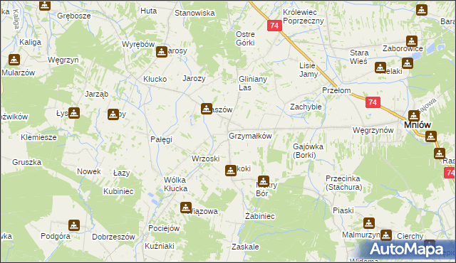 mapa Grzymałków, Grzymałków na mapie Targeo