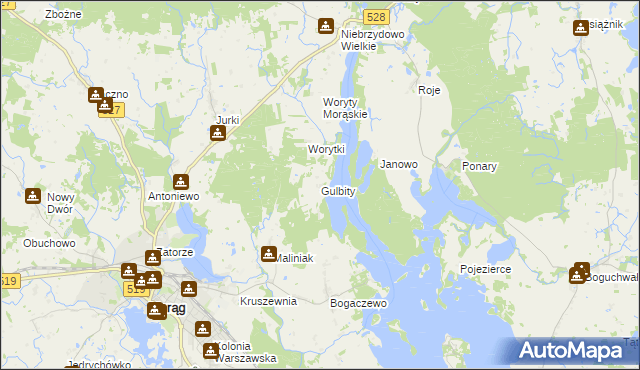 mapa Gulbity gmina Morąg, Gulbity gmina Morąg na mapie Targeo