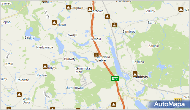 mapa Gumniska Wielkie, Gumniska Wielkie na mapie Targeo