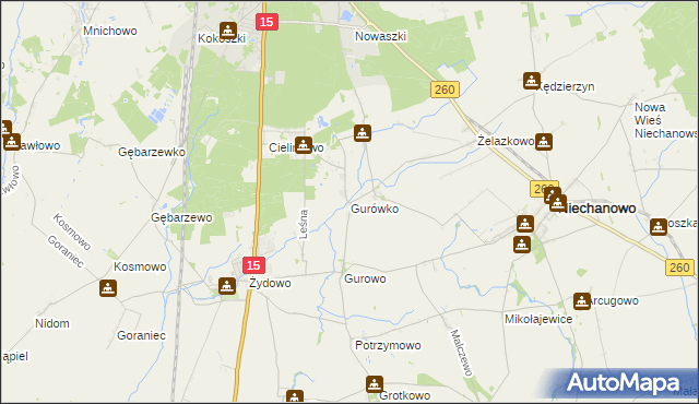 mapa Gurówko, Gurówko na mapie Targeo