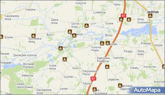 mapa Gustawów gmina Zakrzew, Gustawów gmina Zakrzew na mapie Targeo