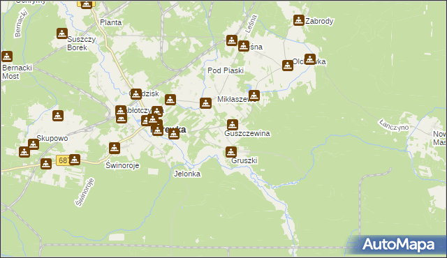 mapa Guszczewina, Guszczewina na mapie Targeo