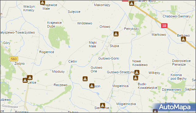 mapa Gutowo-Górki, Gutowo-Górki na mapie Targeo