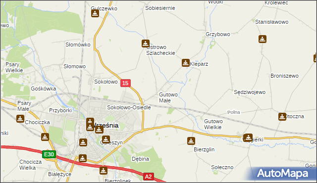 mapa Gutowo Małe, Gutowo Małe na mapie Targeo