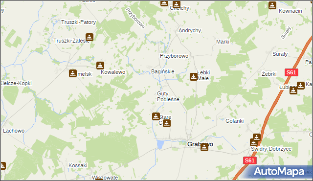 mapa Guty Podleśne, Guty Podleśne na mapie Targeo