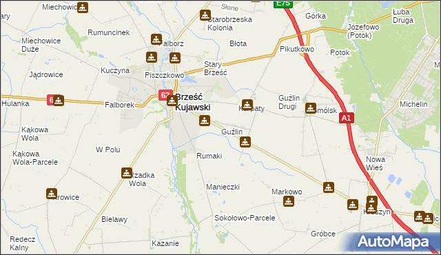 mapa Guźlin, Guźlin na mapie Targeo