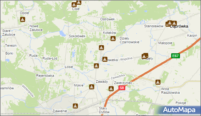 mapa Guzowatka gmina Dąbrówka, Guzowatka gmina Dąbrówka na mapie Targeo