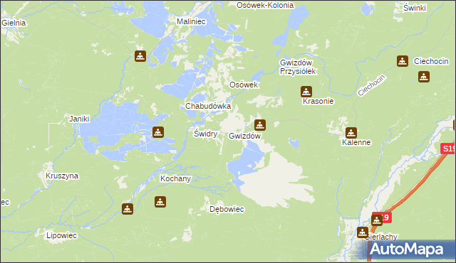 mapa Gwizdów gmina Modliborzyce, Gwizdów gmina Modliborzyce na mapie Targeo