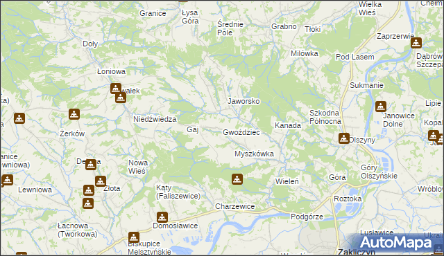 mapa Gwoździec gmina Zakliczyn, Gwoździec gmina Zakliczyn na mapie Targeo